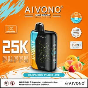 High-quality Aivono Aim Boom 25000 Puffs Disposable Vape 0% 2% 5% Nicotine Wholesale Bulk Buy Adjustable Power Child Lock Sky Flexible Screen Pocket 1