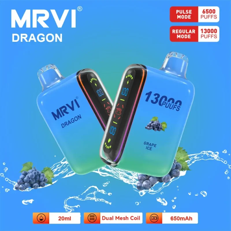 100 Original Mrvi Dragon 13000 Puffs Vaping 20ml E Liquid Dual Mesh Coil Wholesale Disposable Vape 10
