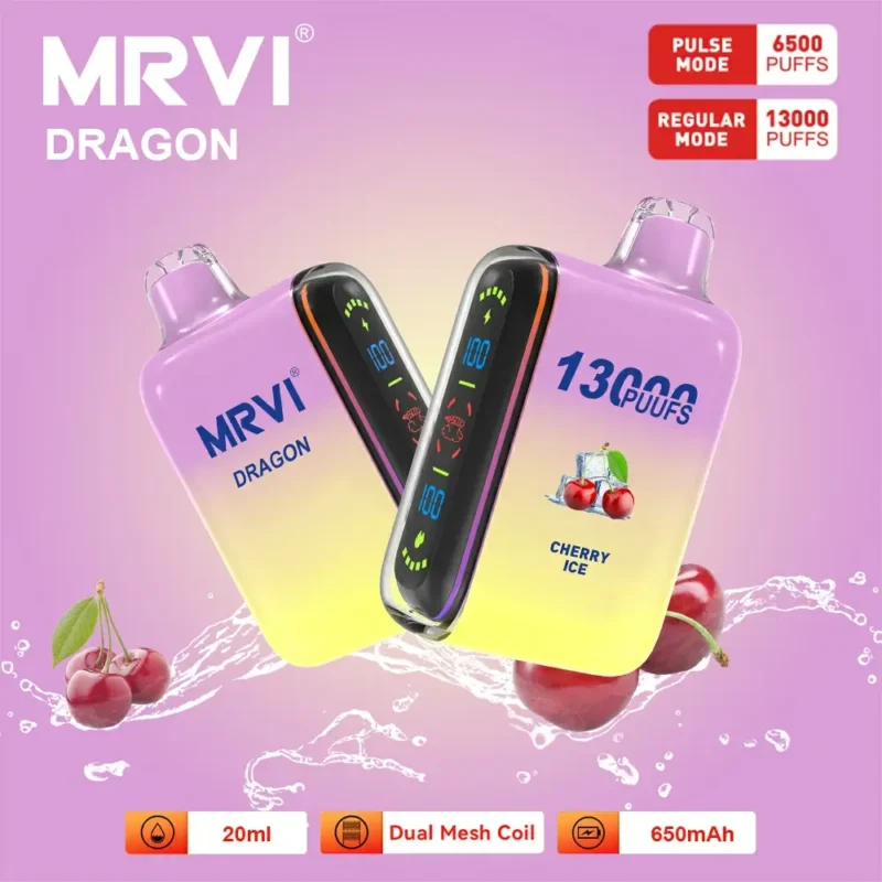 100 Original Mrvi Dragon 13000 Puffs Vaping 20ml E Liquid Dual Mesh Coil Wholesale Disposable Vape 8