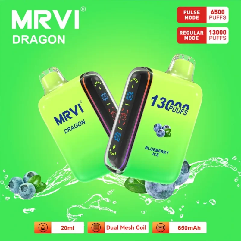 100 Original Mrvi Dragon 13000 Puffs Vaping 20ml E Liquid Dual Mesh Coil Wholesale Disposable Vape 9