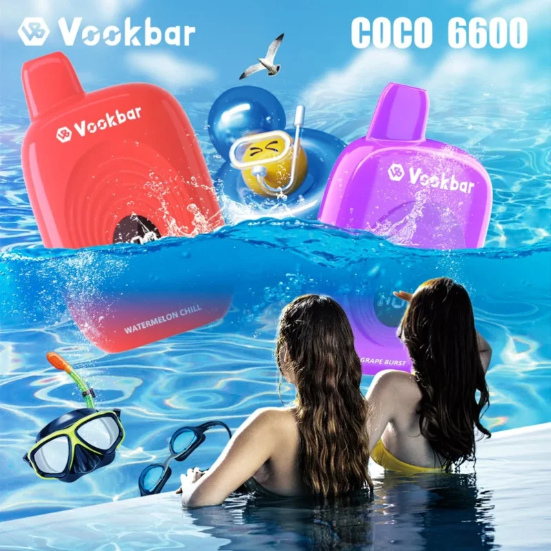 Wholesale Vookbar COCO 6600 Puffs Disposable Vapes 3% Nicotine Rechargeable Digital Smart Screen Original Factory 1