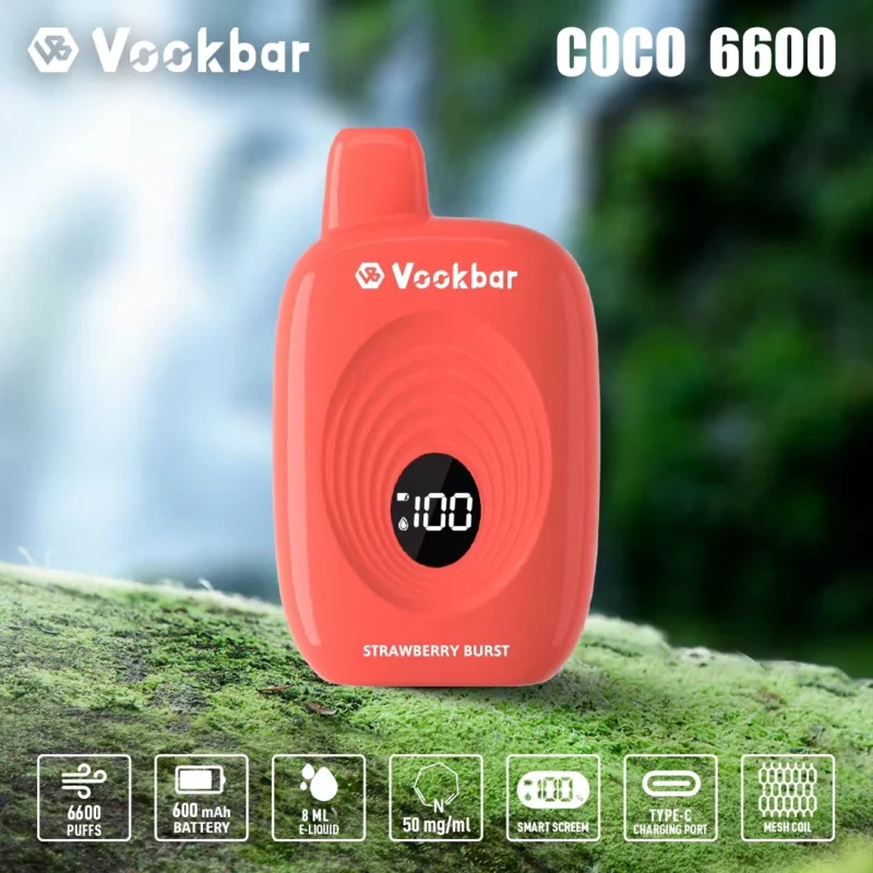 Original Factory Vookbar COCO 6600 Puffs Wholesale Disposable Vapes 3 Low Nicotine Rechargeable Digital Smart Sc 8